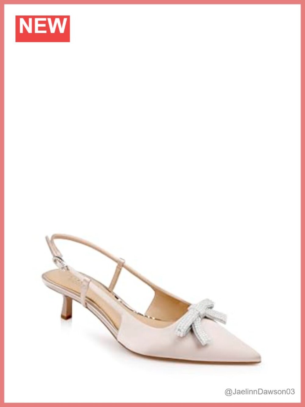 Kitten Heels with Pearled Bow Slingback Pointed Toe Pump